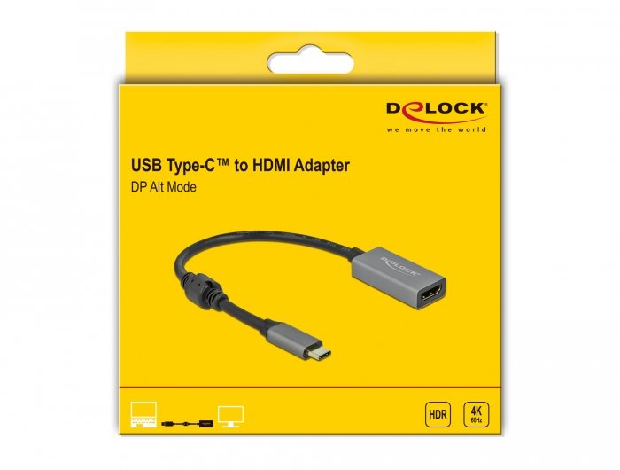 EAN 4043619665716 - DeLOCK 66571 adaptador de cable de vídeo 0,2 m USB Tipo C HDMI tipo A (Estándar) Negro, Gris imagen 2