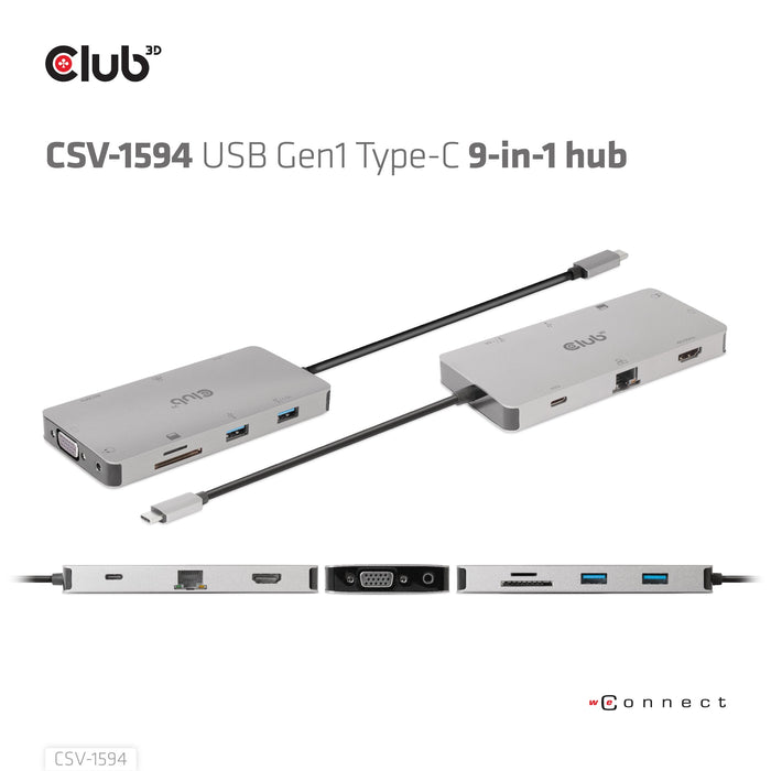 EAN 8719214472177 - CLUB3D CSV-1594 base para portátil y replicador de puertos USB 3.2 Gen 1 (3.1 Gen 1) Type-C Negro, Gris imagen 13