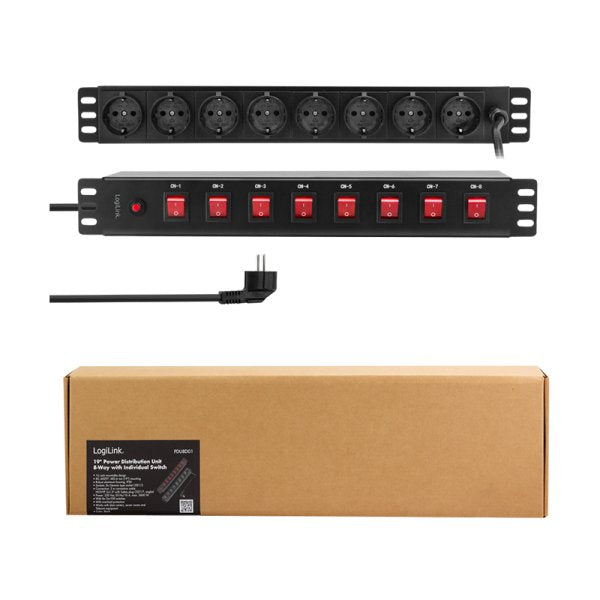 EAN 4052792070361 - LogiLink PDU8D01 limitador de tensión Negro 8 salidas AC 230 V 2 m imagen 7
