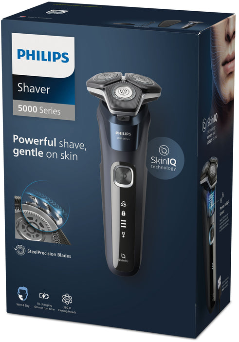 EAN 8720689008037 - Philips SHAVER Series 5000 S5885/35 afeitadora Máquina de afeitar de rotación Recortadora Negro, Azul imagen 5