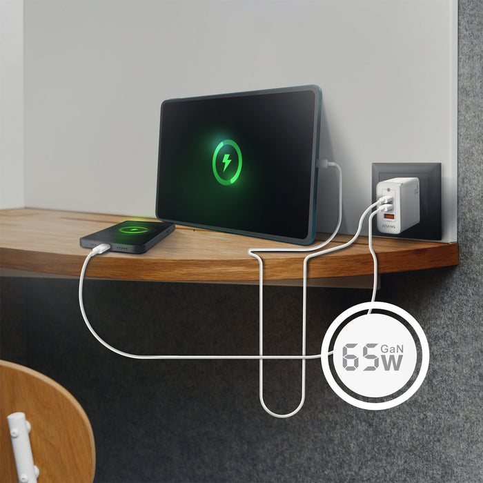 EAN 8436574708745 - AISENS ASCH-65W3P007-W cargador de dispositivo móvil Universal Corriente alterna Carga rápida Interior imagen 5