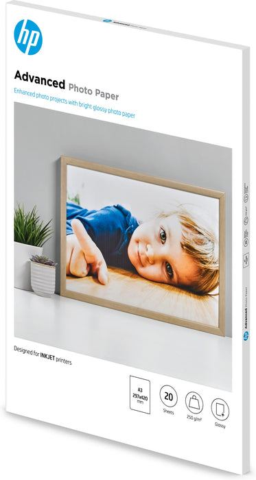 EAN 0882780349650 - HP Advanced Glossy Photo Paper-20 sht/A3/297 x 420 mm De alto brillo imagen 2