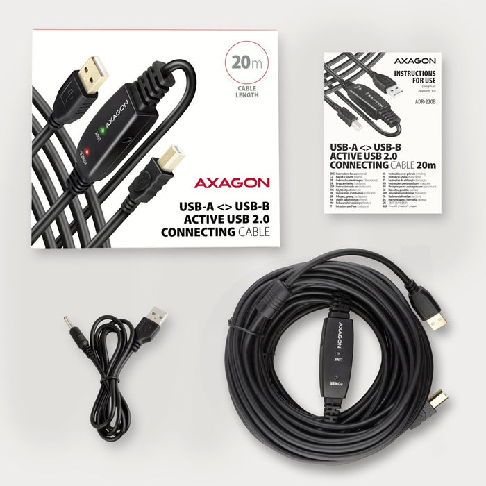 EAN 8595247907233 - Axagon ADR-220B USB 2.0 A-M -> B-M active connecting/repeater cable 20m - Kabel - Digital/Daten cable USB imagen 8