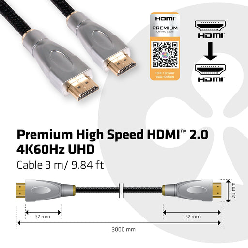 EAN 0841615100569 - CLUB3D HDMI™ 2.0 High Speed Cable 3Meter UHD 4K/60Hz cable HDMI 3 m HDMI tipo A (Estándar) Negro, Plata imagen 5