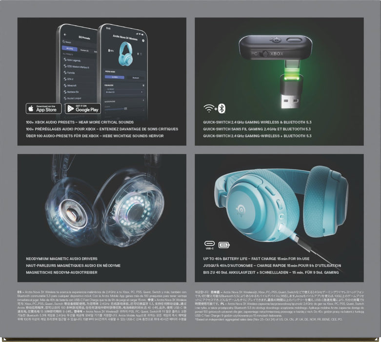 EAN 5707119059619 - Steelseries Arctis Nova 3X Auriculares Inalámbrico Diadema Música/uso diario Bluetooth Color aguamarina imagen 11