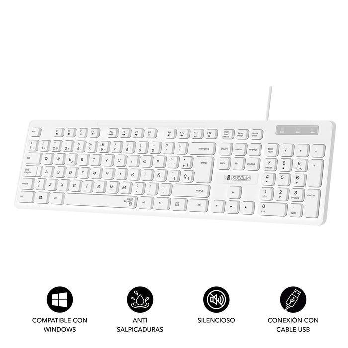 EAN 8436586742546 - SUBBLIM SUBKBC-0SSK51 teclado Universal QWERTY Español Negro, Blanco imagen 2