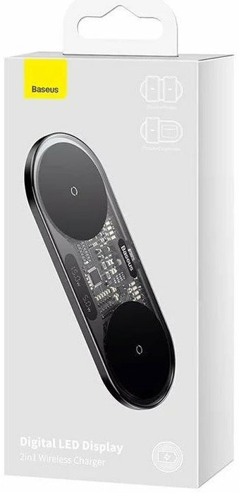 EAN 6932172612672 - Baseus 2In1 20W Digital Led Display Auriculares, Auriculares, Smartphone Negro USB Cargador inalámbrico I imagen 4