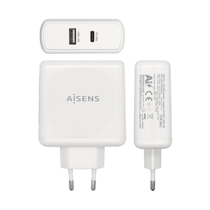 EAN 8436574706246 - AISENS ASCH-2PD45A-W cargador de dispositivo móvil GPS, Mando para videojuegos, MP3, MP4, Teléfono móvil, imagen 2