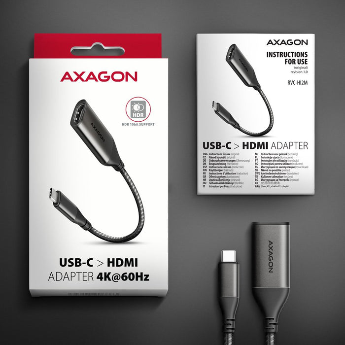 EAN 8595247907141 - Axagon RVC-HI2M adaptador de cable de vídeo 0,25 m USB Tipo C HDMI Negro imagen 10