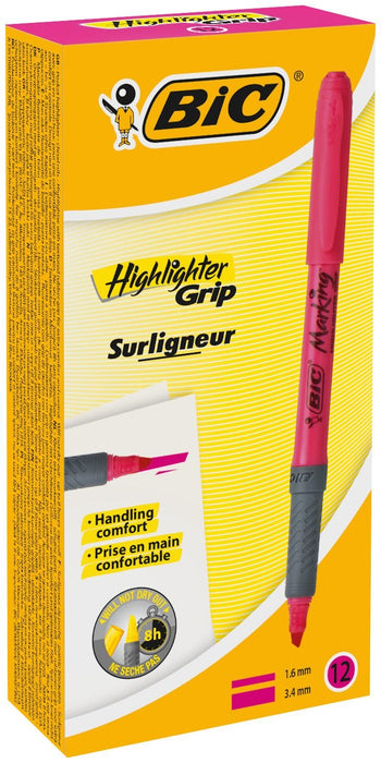 EAN 0070330312548 - BIC Highlighter Grip marcador 12 pieza(s) Punta de cincel Rosa imagen 1