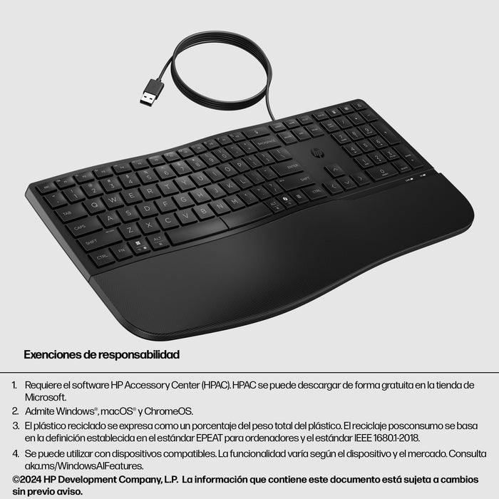 EAN 197498232454 - HP 480 Comfort Wired Keyboard teclado Hogar USB Negro imagen 8