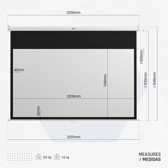 EAN 8435364319291 - iggual PSIMS203 pantalla de proyección 2,34 m (92") 16:9 imagen 4