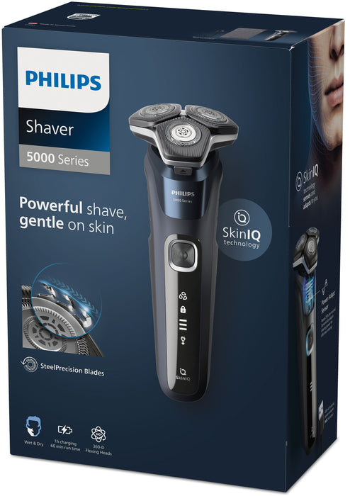 EAN 8720689008440 - Philips SHAVER Series 5000 S5885/10 afeitadora Máquina de afeitar de rotación Recortadora Negro, Azul imagen 2