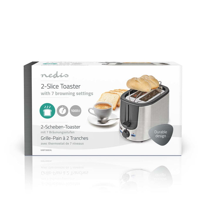 EAN 5412810336272 - Nedis KABT300EAL tostadora 7 2 rebanada(s) 1000 W Aluminio, Negro imagen 15