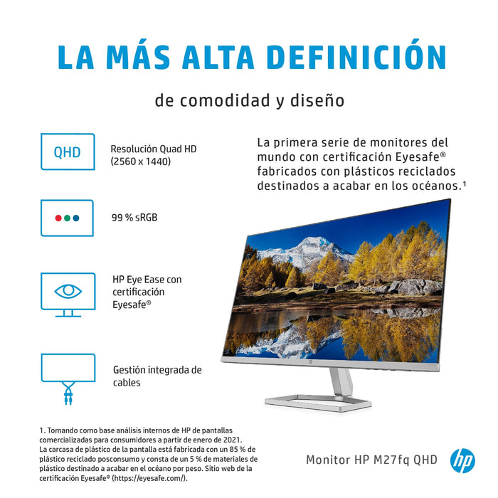 EAN 0196188174517 - HP M27fq QHD Monitor pantalla para PC 68,6 cm (27") 2560 x 1440 Pixeles Quad HD LCD Plata imagen 6