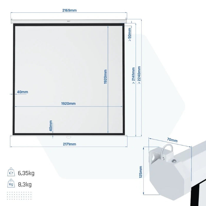 EAN 8435364308486 - iggual PSIMS200 pantalla de proyección 2,82 m (111") 1:1 imagen 2