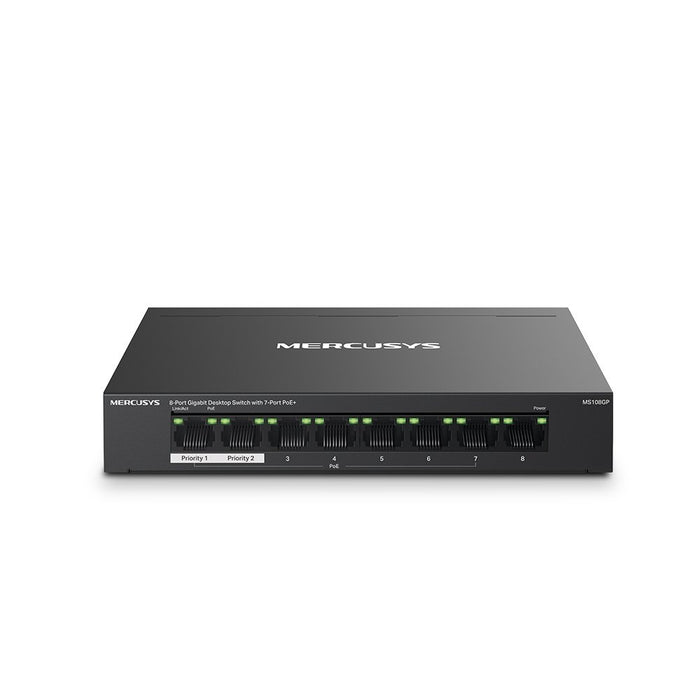 EAN 6957939001209 - Mercusys MS108GP switch Gestionado Gigabit Ethernet (10/100/1000) Energía sobre Ethernet (PoE) Negro imagen 1