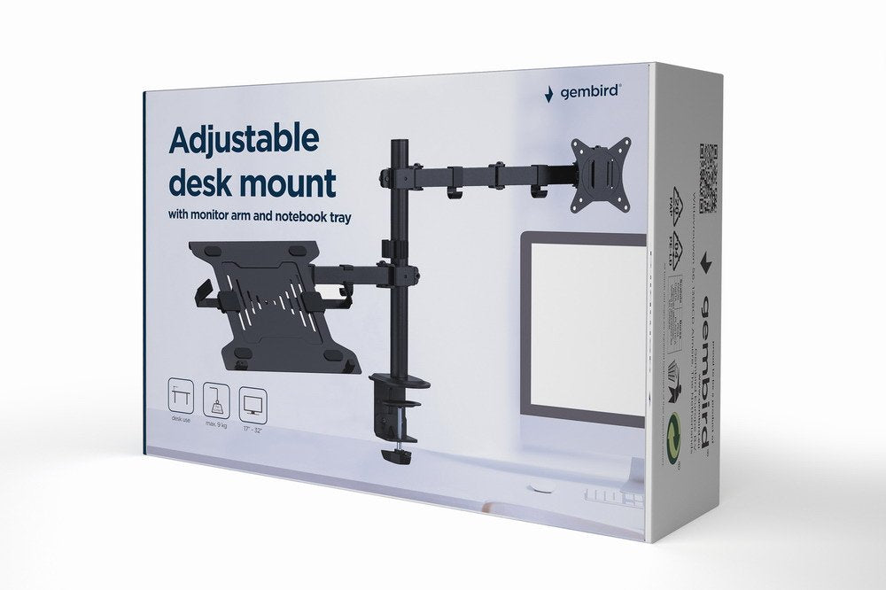 EAN 8716309126083 - Gembird MA-DA-03 soporte para monitor 81,3 cm (32") Escritorio Negro imagen 1