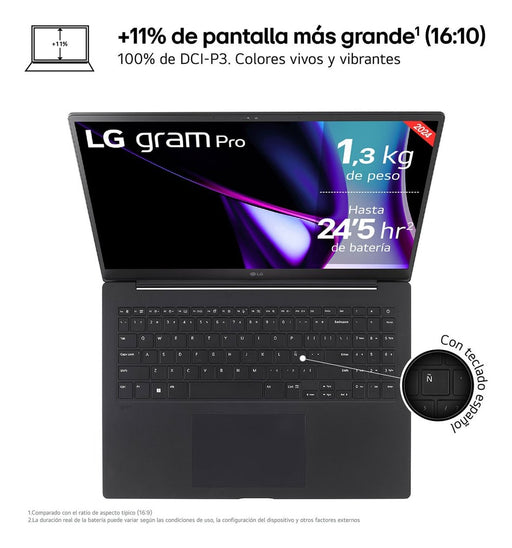 EAN 8806096298121 - LG Gram Pro 16Z90SP Intel Core Ultra 7 155H Portátil 40,6 cm (16") WQXGA+ 32 GB LPDDR5-SDRAM 1 TB SSD Wi- imagen 2