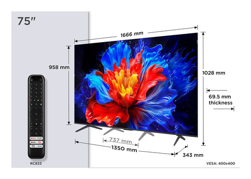 EAN 5901292525873 - TCL P8K 75P8K Televisor 190,5 cm (75") 4K Ultra HD Smart TV Wifi Metálico 350 cd / m² imagen 2