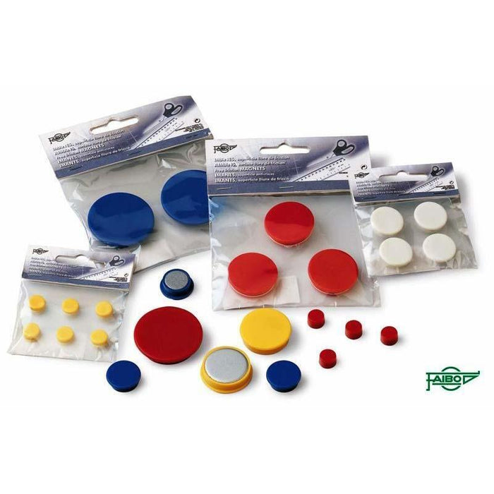 Faibo Iman Redondo Para Pizarra Magnetica 20mm Blanco Bolsa De 20 Unidades
