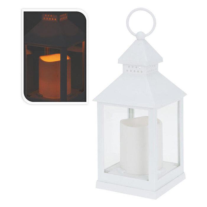 Farol Con Vela De Led 10.5x10.5x23cm Blanco