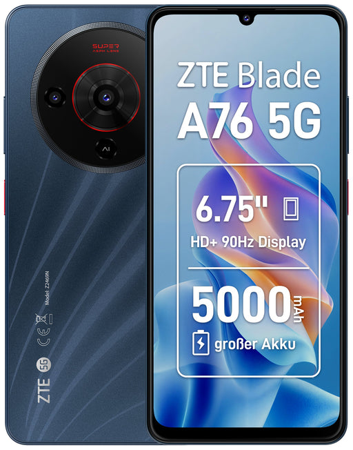 EAN 6902176144905 - ZTE Blade A76 5G 17,1 cm (6.75") SIM doble USB Tipo C 6 GB 128 GB 5000 mAh Negro imagen 1