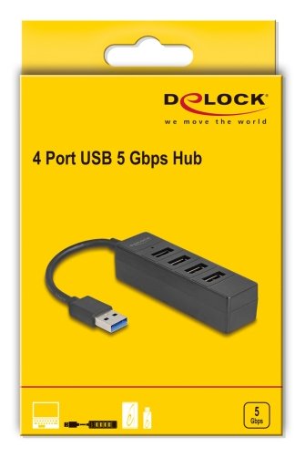 EAN 4043619643509 - DeLOCK 64350 hub de interfaz USB 3.2 Gen 1 (3.1 Gen 1) Type-A 5000 Mbit/s Negro imagen 2