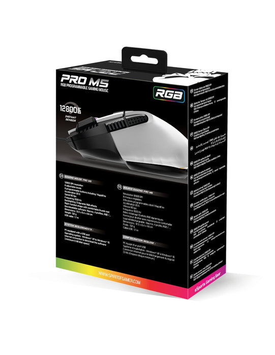 EAN 3700104455290 - Spirit of Gamer PRO-M5 ARTIC ratón Juego mano derecha USB tipo A Óptico 12800 DPI imagen 3