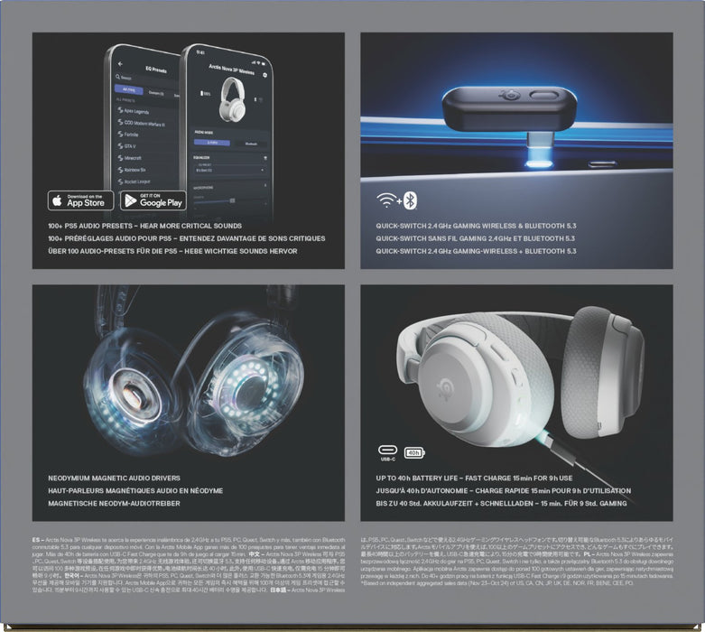 EAN 5707119059534 - Steelseries Arctis Nova 3P Auriculares Inalámbrico Diadema Música/uso diario Bluetooth Blanco imagen 11