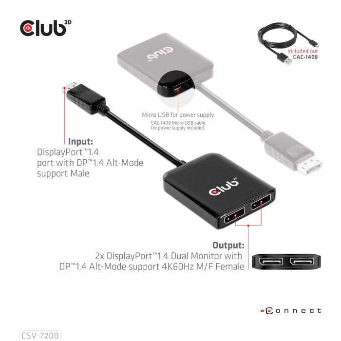 EAN 8719214471927 - CLUB3D Multi Stream Transport (MST) Hub DisplayPort 2x DisplayPort imagen 9