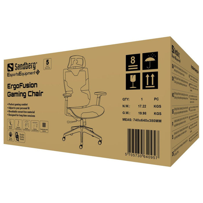 EAN 5705730640957 - Sandberg 640-95 silla para videojuegos Silla para videojuegos universal Asiento de malla Negro imagen 9