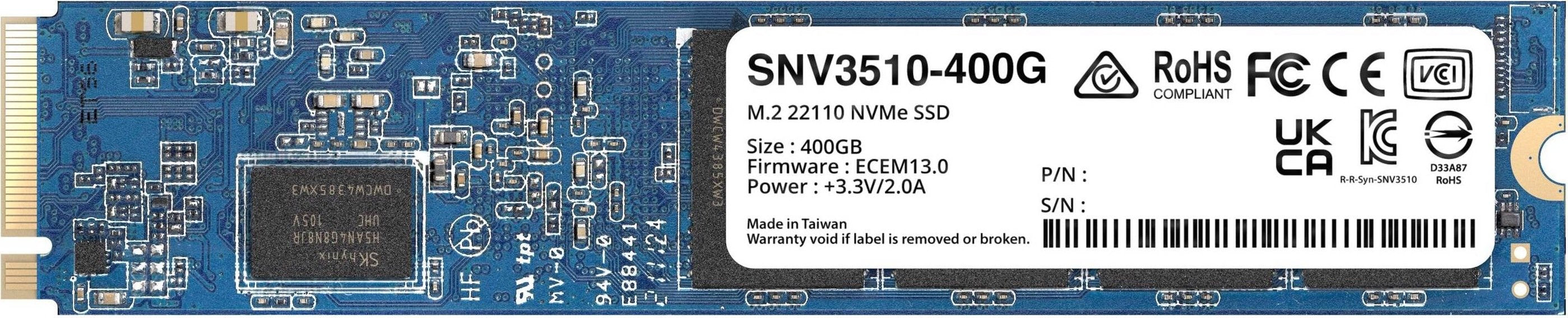 EAN 4711174724611 - Synology SNV3510 400 GB M.2 PCI Express 3.0 NVMe imagen 1