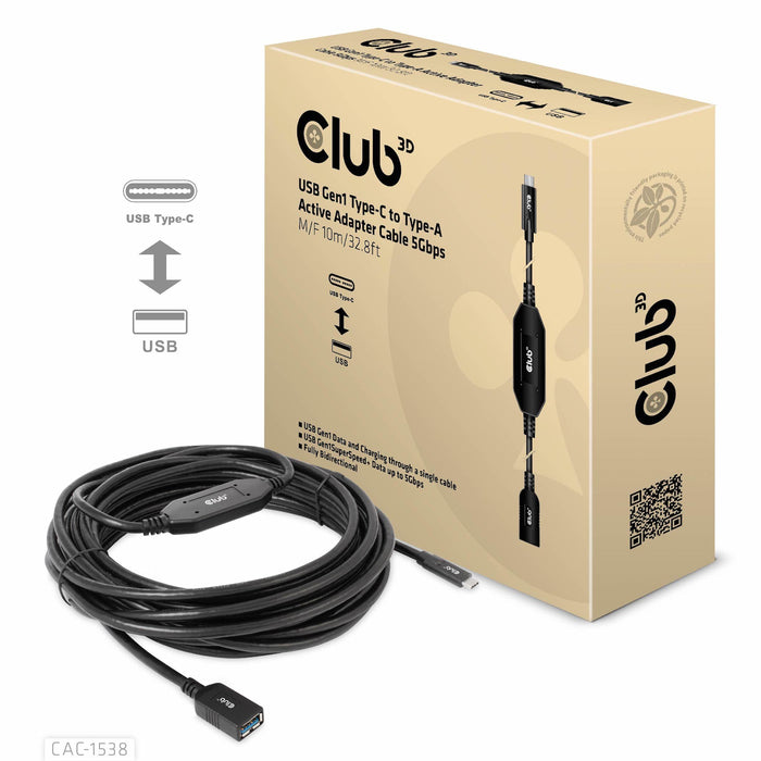 EAN 8719214472139 - CLUB3D CAC-1538 cable USB USB 3.2 Gen 1 (3.1 Gen 1) 10 m USB C USB A Negro imagen 2