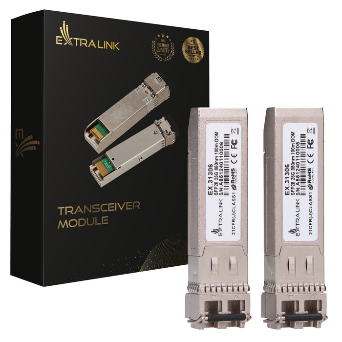 EAN 5906168631306 - Extralink SFP28 25G 2-Pack | Moduł SFP28 | 25Gbps, LC/UPC Duplex, 850nm, 100m, multi mode, DOM (EX.31306) imagen 1