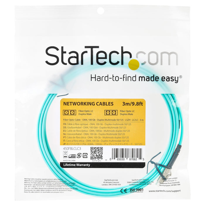 EAN 0065030870825 - StarTech.com 450FBLCLC3 Cable de fibra óptica e InfiniBand Color aguamarina imagen 4