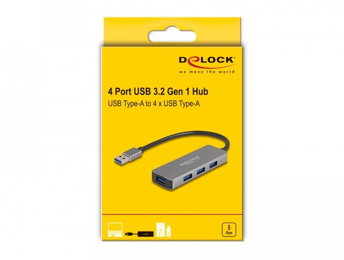 EAN 4043619631711 - DeLOCK 63171 hub de interfaz USB 3.2 Gen 1 (3.1 Gen 1) Type-A 5000 Mbit/s Gris imagen 3