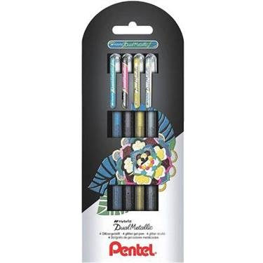 EAN 4016284339589 - Pentel Dual Metallic Bolígrafo cilíndrico Negro, Azul, Oro, Plata 4 pieza(s) imagen 1