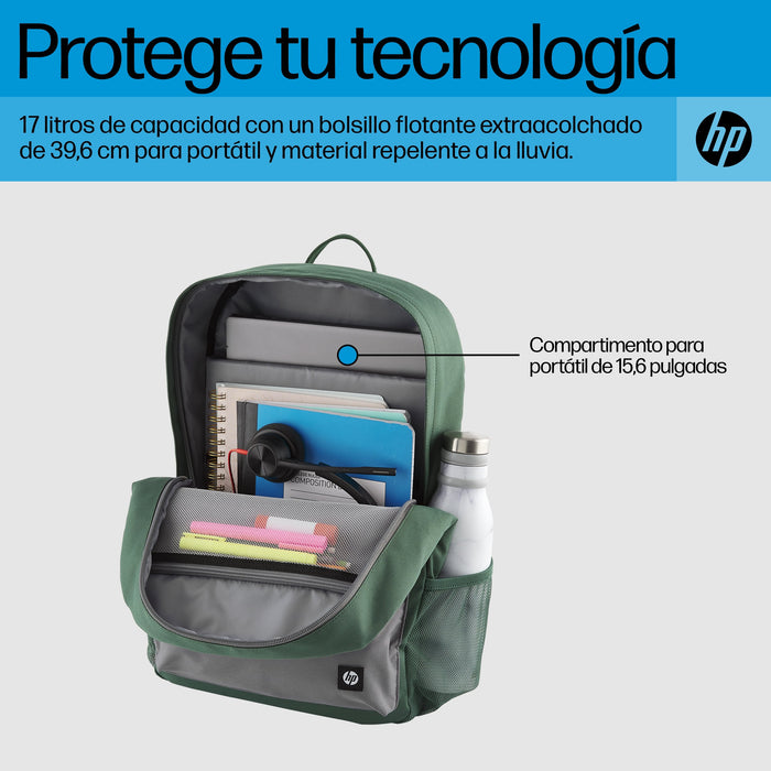 EAN 0197192487617 - HP Campus Green Backpack mochila Mochila informal Verde, Gris Poliéster, Poliespuma imagen 6