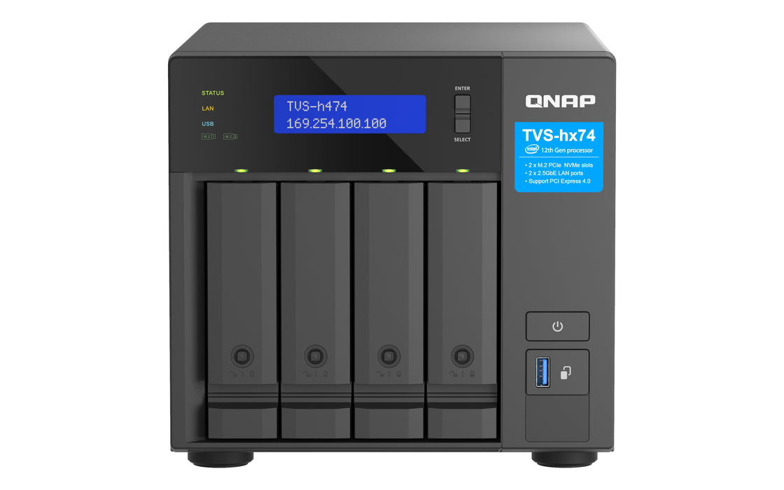 EAN 4711103082355 - QNAP TVS-H474 NAS Torre Intel® Pentium® G7400 8 GB DDR4 0 TB QuTS hero Negro imagen 1