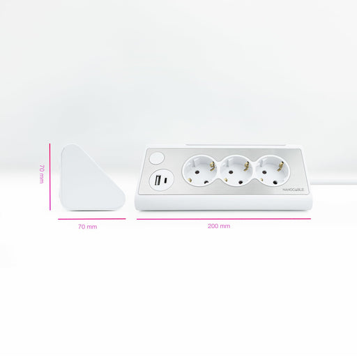 EAN 8433281011359 - Nanocable 10.37.0013-W base múltiple 1,5 m 3 salidas AC Interior Aluminio, Blanco imagen 2