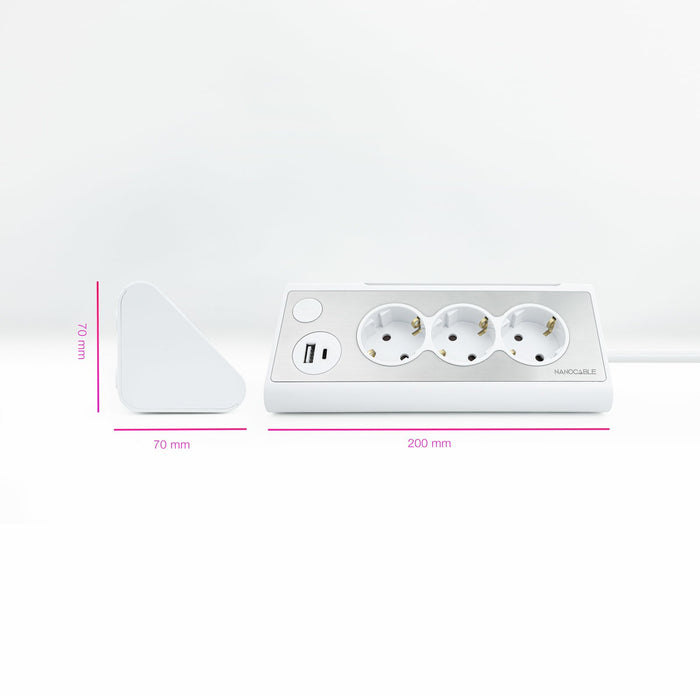 EAN 8433281011359 - Nanocable 10.37.0013-W base múltiple 1,5 m 3 salidas AC Interior Aluminio, Blanco imagen 2