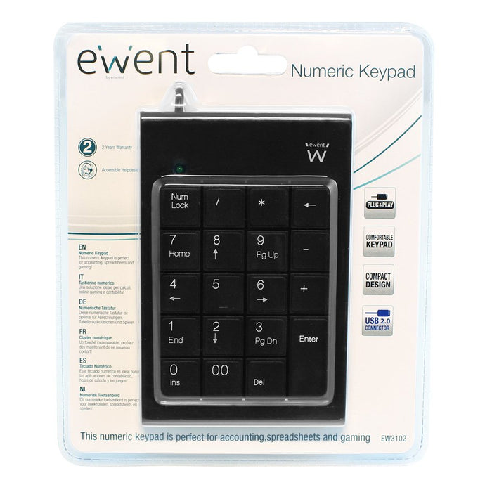 EAN 8716065241679 - Ewent EW3102 teclado numérico PC/servidor USB Negro imagen 2
