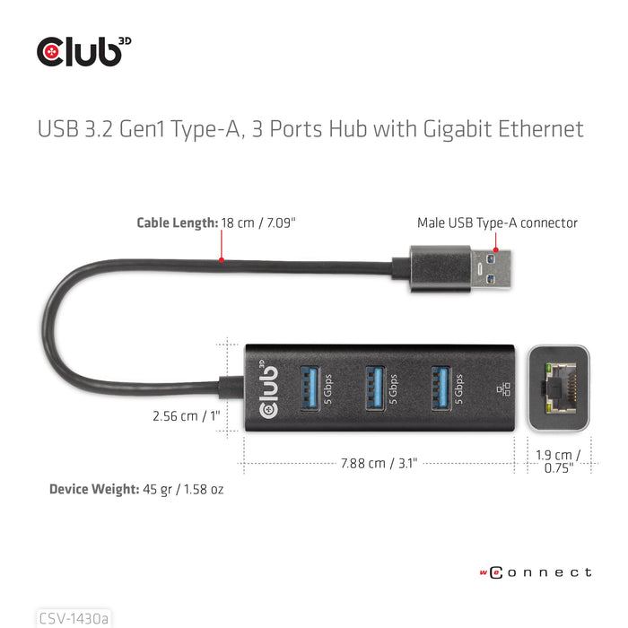EAN 8719214472801 - CLUB3D CSV-1430a Alámbrico USB 3.2 Gen 1 (3.1 Gen 1) Type-A Negro imagen 6
