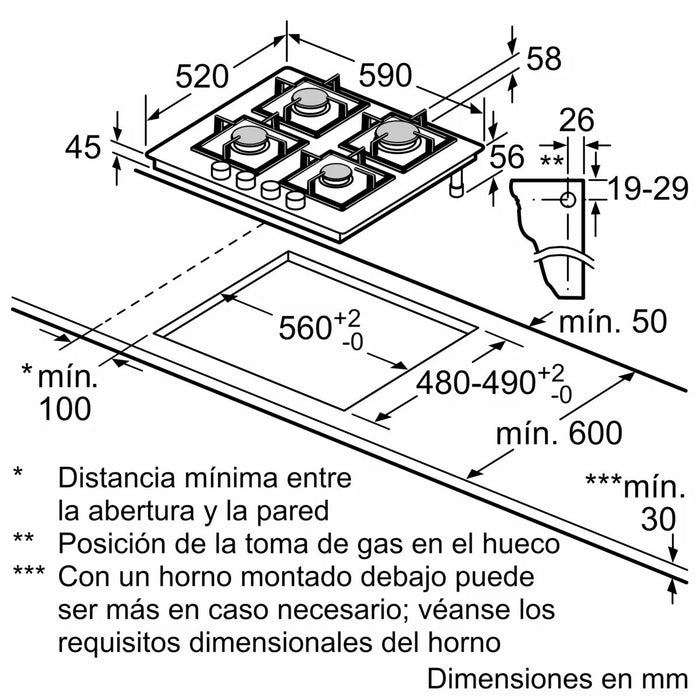 EAN 4242003966723 - Siemens iQ500 EP6A6PI10 hobs Negro Integrado 59 cm Encimera de gas 4 zona(s) imagen 9