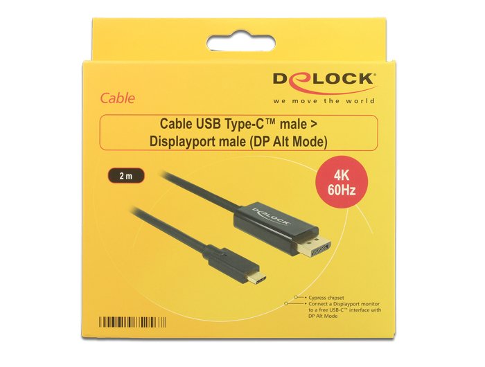 EAN 4043619852567 - DeLOCK 85256 adaptador de cable de vídeo 2 m USB Tipo C DisplayPort Negro imagen 2