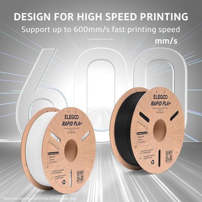 Filamento Elegoo Rapid Pla + (Plus) - 1.75mm - Impresión De Alta Velocidad Hasta 600mm/S - Bobina De 1kg Color Negro - Compatible Con Impresoras 3d Fdm