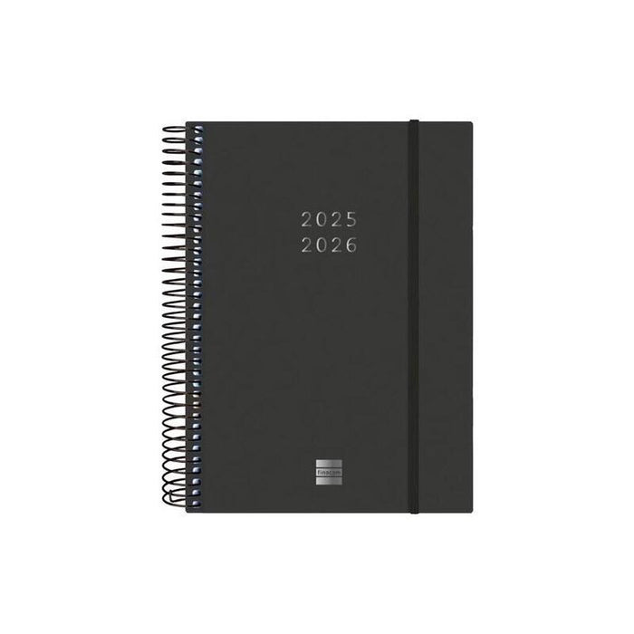 Finocam Agenda Espiral 18 Meses E10 2dp Cierre C/Goma Tapa Pp Negro 2025-2026
