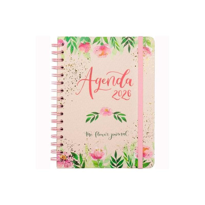 Finocam Agenda Espiral The Flower Journal E10-155x212mm Svh Tapa Dura Rosa 2026