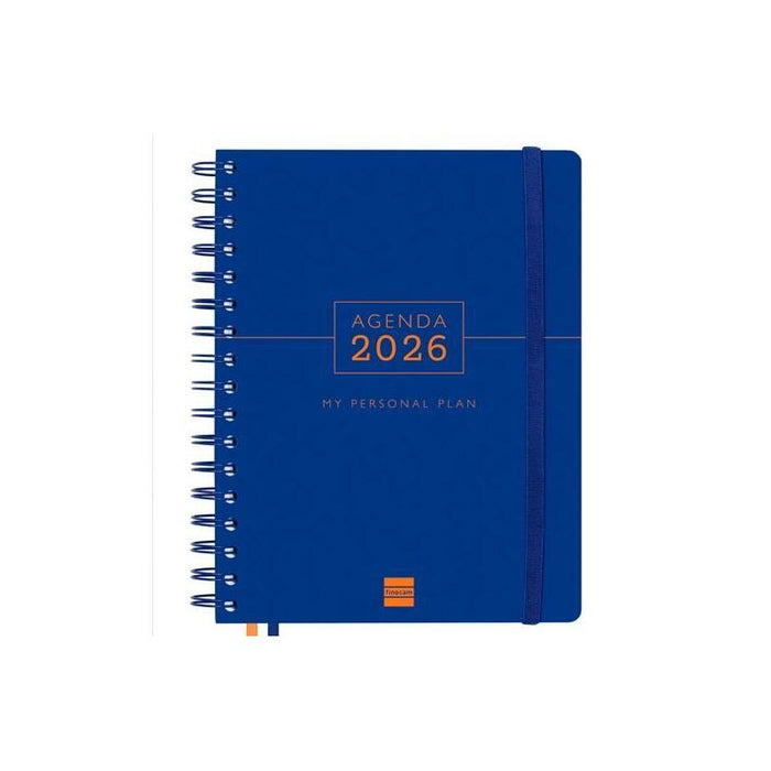 Finocam Agenda Tempus Espiral Doble 16 Meses 4º Svv Cierre C/Goma Tapa Extradura Azul 2025-2026